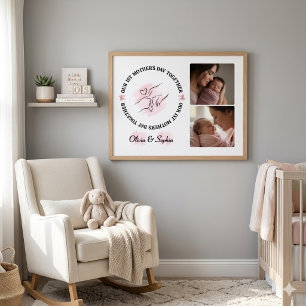 Minimalistische Roze 1e Moederdag Aangepast Aanden Poster