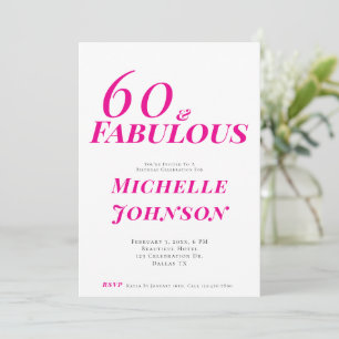 Minimalistische Roze 60 & Fabulous 60ste Verjaarda Kaart