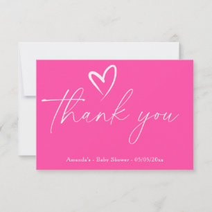 Minimalistische Roze Baby Shower Dankjewel kaartje Bedankkaart