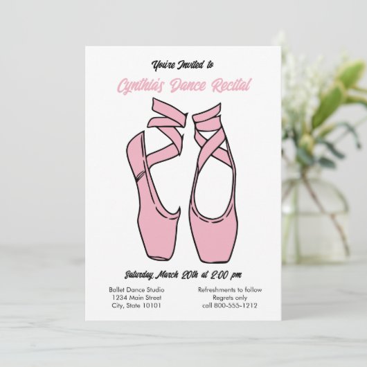 Minimalistische Roze Ballet Dans Overweging Uitnod Kaart (Staand voorkant)