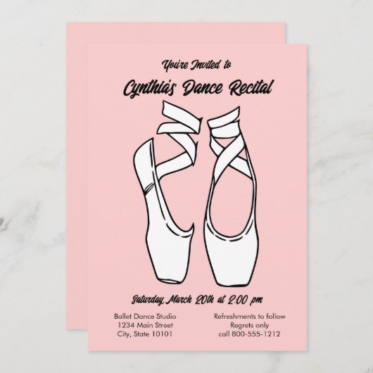 Minimalistische Roze Ballet Dans Overweging Uitnod Kaart (Voorkant / Achterkant)