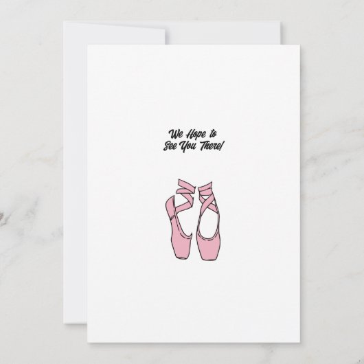 Minimalistische Roze Ballet Verjaardagsfeestje Uit Kaart (Achterkant)