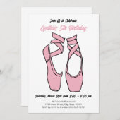 Minimalistische Roze Ballet Verjaardagsfeestje Uit Kaart (Voorkant / Achterkant)