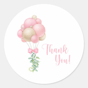 Minimalistische roze ballonnen meisje Baby shower Ronde Sticker