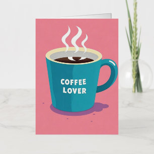 Minimalistische Roze Blauwe Koffiekop liefhebber Folie Wenskaart