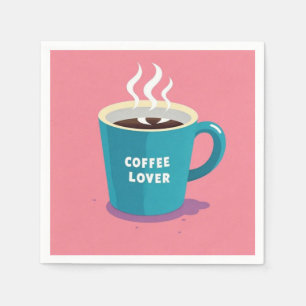 Minimalistische roze blauwe koffiekop liefhebber servet
