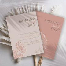 Minimalistische roze bloemenbruiloft uitnodiging