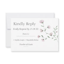 Minimalistische Roze Bloemige Elegante Trouw RSVP