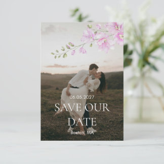 Minimalistische Roze Bloemige Trouw 'Save the Date Save The Date