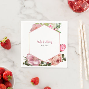 Minimalistische Roze Bloesem Zeshoekige Ontvangstt Servet