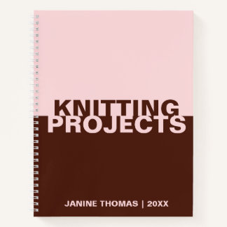 Minimalistische roze bruine tekst breien projecten notitieboek