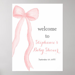 Minimalistische Roze Coquette Bow Baby shower Welk Poster
