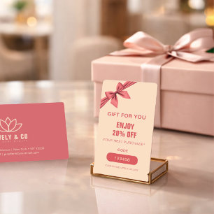 Minimalistische Roze Crème Schoonheid Kortingskaartje