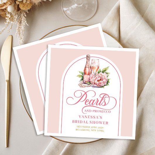 Minimalistische roze en gouden servetten met eigen