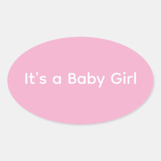 Minimalistische Roze en Witte Het is een meisje Ovale Sticker