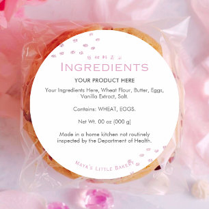 Minimalistische Roze Glitter Stip Ingredientenlijs Ronde Sticker