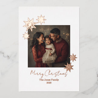 Minimalistische Roze Gouden Folie Prettig Kerstfee Feestdagenkaart