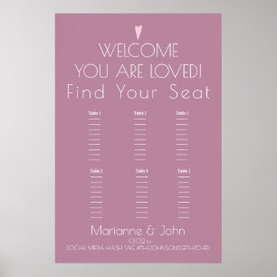 Minimalistische Roze Hart Trouw Zittijd Grafiek Poster