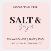 Minimalistische roze kaars in blos | Elegant Vierkante Sticker (Voorkant)