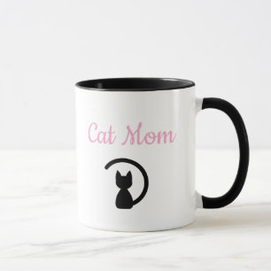 Minimalistische Roze Kat Moeder Script Zwarte Kat Mok