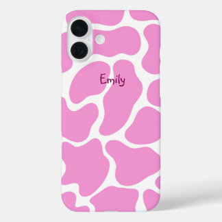 Minimalistische roze Koe print iPhone 16 Plus Hoesje