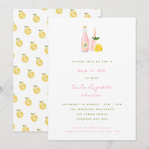 Minimalistische roze limonade Baby Sip en See Kaart