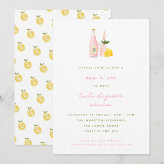 Minimalistische roze limonade Baby Sip en See Kaart