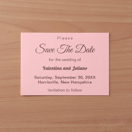Minimalistische Roze Met Donker Bourgondische Teks Save The Date