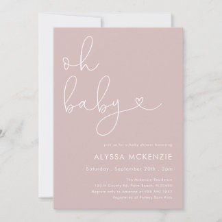 Minimalistische Roze Moderne Baby Shower Uitnodigi Kaart