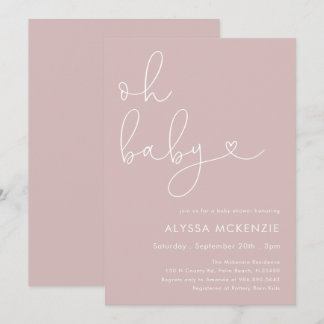 Minimalistische Roze Moderne Baby Shower Uitnodigi Kaart