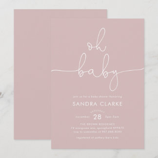 Minimalistische Roze Moderne Baby Shower Uitnodigi Kaart