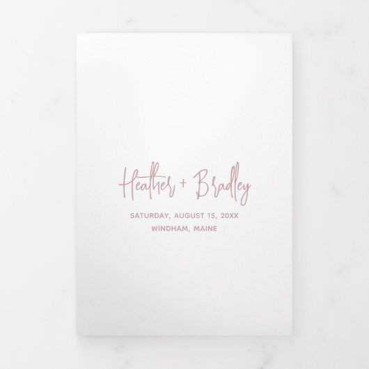 Minimalistische roze moderne bruiloft drieluik uitnodiging (Cover)