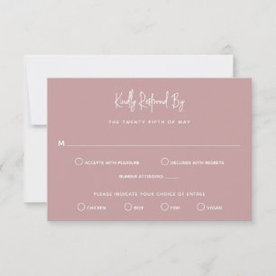 Minimalistische roze moderne bruiloft RSVP kaartje