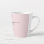Minimalistische Roze Monogram Naam Handtekening Ro Latte Mok (Rechts)