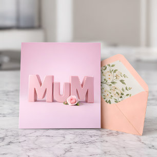 Minimalistische Roze MuM Moederdagkaart   Elegante Kaart