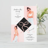 Minimalistische Roze Pet en Bow Afstuderen Foto Kaart (Staand voorkant)