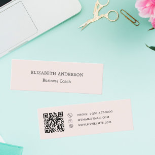 Minimalistische Roze QR-code Mini Visitekaartje