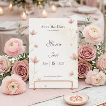 Minimalistische Roze Roze Bloemige Elegante Trouwd