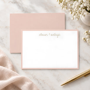 Minimalistische Roze Roze Rand Aangepast Script Na Bedankkaart