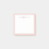 Minimalistische Roze Roze Script Twee Rand Monogra Post-it® Notes (Voorkant)