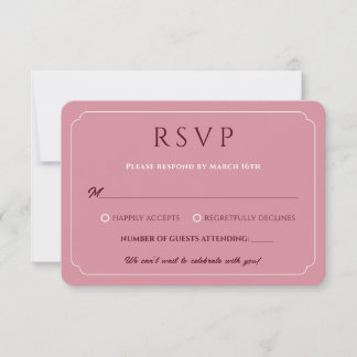Minimalistische Roze Roze Trouw RSVP Kaartje