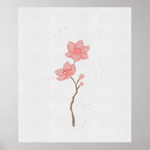 Minimalistische Roze Sakura Kersenbloesem Bloemige Poster