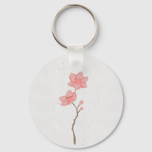 Minimalistische Roze Sakura Kersenbloesem Bloemige Sleutelhanger