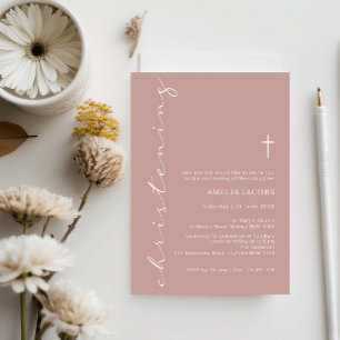 Minimalistische roze schrift dooptypografie kaart