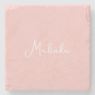 Minimalistische roze stenen kalligrafie naam coast onderzetter