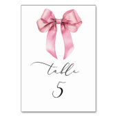 Minimalistische roze strik Scripttabelnummer Kaart (Voorkant)