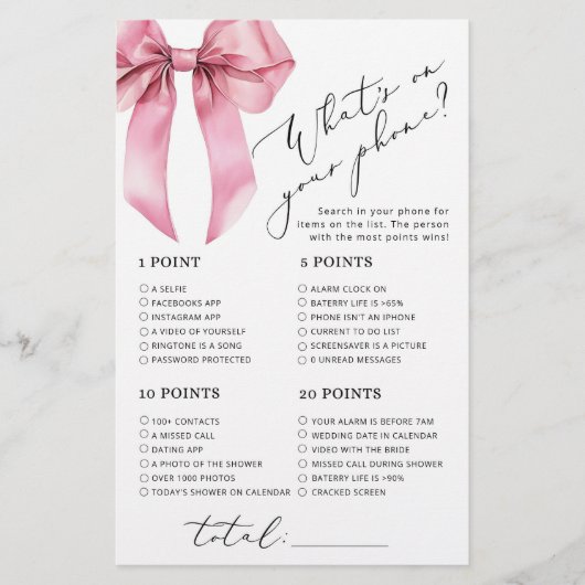 Minimalistische roze strik what's on your phone sp (Voorkant)