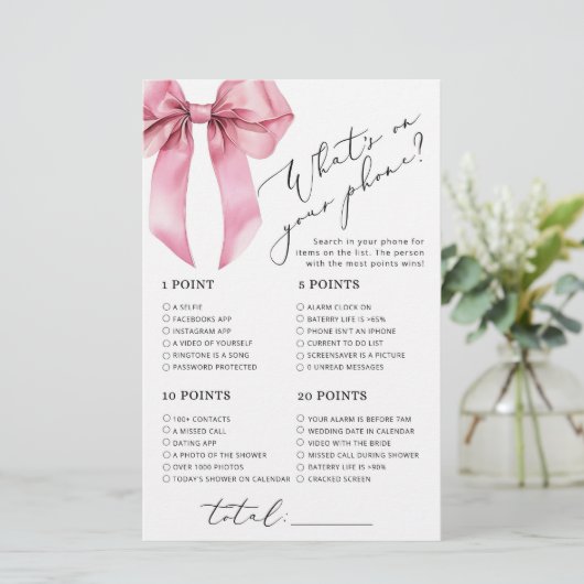 Minimalistische roze strik what's on your phone sp (Staand voorkant)