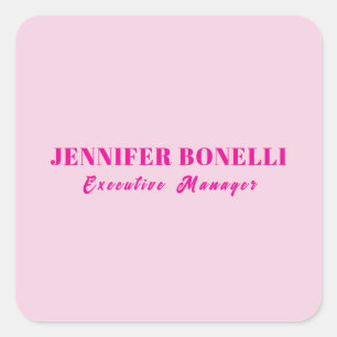 Minimalistische roze trendy gepersonaliseerde naam vierkante sticker