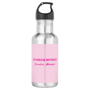 Minimalistische roze trendy gepersonaliseerde naam waterfles